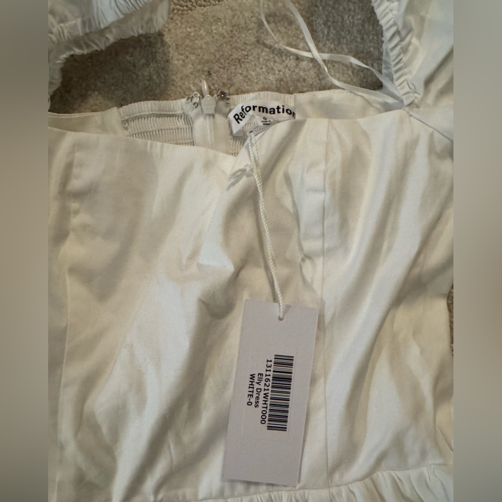 BNWT Size 0 Reformation Elly White Flared Midi Dress - Picture 4 of 6